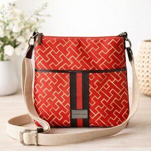 Tommy Hilfiger Red Crossbody Bag Vintage Monogram Adjustable Strap